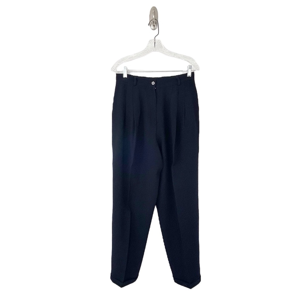 Jones New York Vintage 90s Navy Blue Wool Pleated Front Trousers Size 12